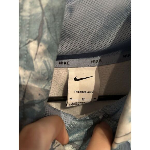 Nike Mens Medium Therma Fit Blue Icebreaker Camo Hoodie Pullover Fleece - Picture 3 of 9